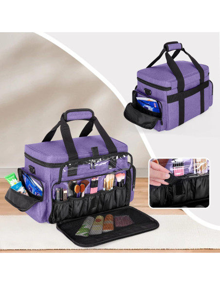 Bolsa de Maquillaje Grande BAFASO Púrpura con Divisores