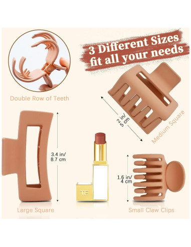 9 Clips de Cabello Mate GlowMyst - Grandes y Pequeños, Antideslizantes