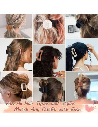 9 Clips de Cabello Mate GlowMyst - Grandes y Pequeños, Antideslizantes