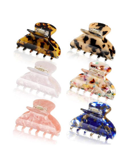 Clips de Garra Medianos WILLBOND 6 Piezas 6.5 cm Estilo Francés