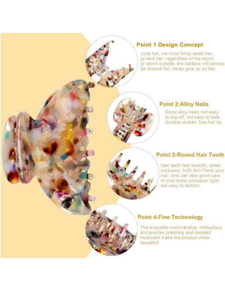 Clips de Garra Medianos WILLBOND 6 Piezas 6.5 cm Estilo Francés