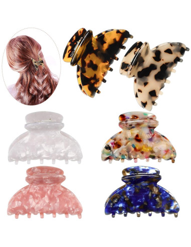 Clips de Garra Medianos WILLBOND 6 Piezas 6.5 cm Estilo Francés