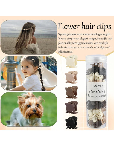 50 Clips de Garra Mate Kasmena para Cabello Fino - Color Neutro