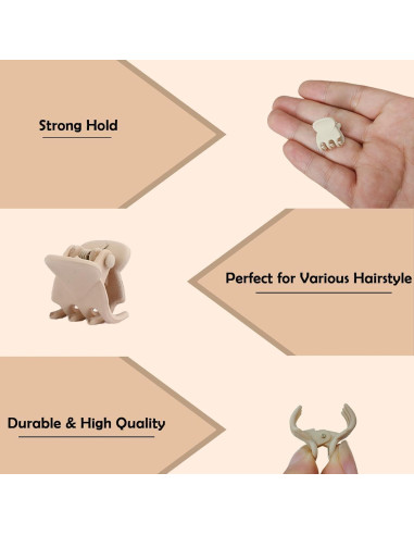 50 Clips de Garra Mate Kasmena para Cabello Fino - Color Neutro