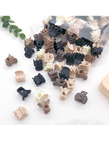 50 Clips de Garra Mate Kasmena para Cabello Fino - Color Neutro