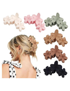 Clips de Pelo con Flor Ahoney - 6 Piezas Antideslizantes