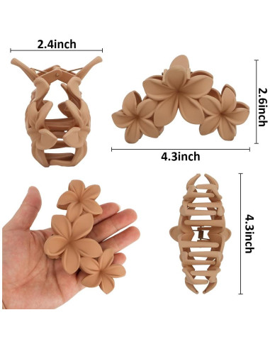 Clips de Pelo con Flor Ahoney - 6 Piezas Antideslizantes