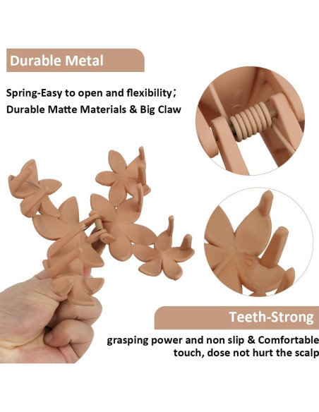 Clips de Pelo con Flor Ahoney - 6 Piezas Antideslizantes