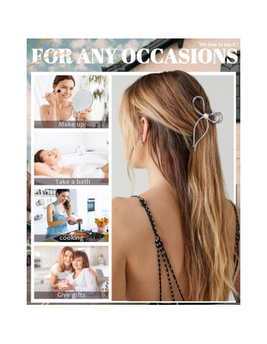 Clips de Garra de Metal HAIMEIKANG - 4 Pcs Plata para Cabello