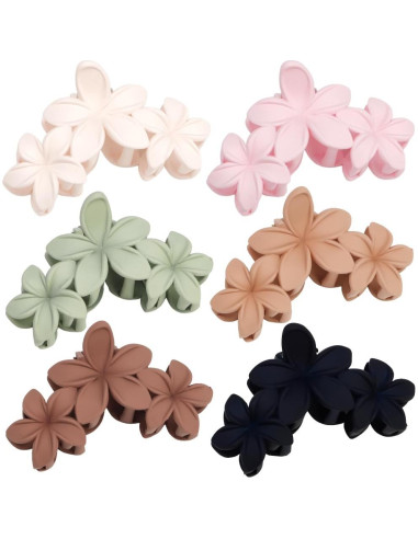 Clips de Pelo con Flor Ahoney - 6 Piezas Antideslizantes