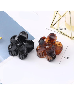 4 Clips de Pelo Flor Antideslizantes Morhom - Tortuga y Negro 2