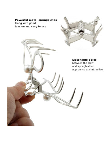 Clips de Garra de Metal HAIMEIKANG - 4 Pcs Plata para Cabello