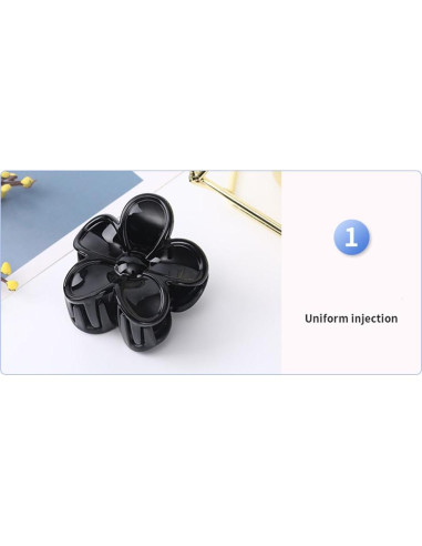 4 Clips de Pelo Flor Antideslizantes Morhom - Tortuga y Negro