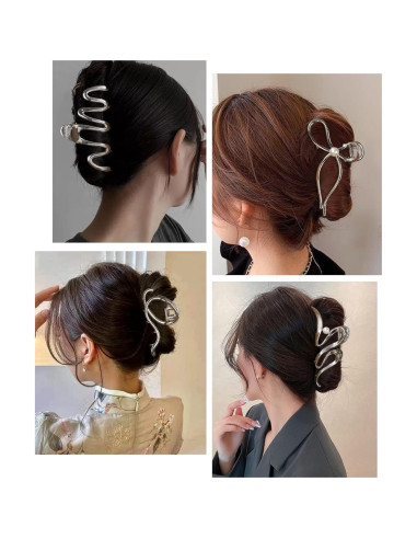 Clips de Garra de Metal HAIMEIKANG - 4 Pcs Plata para Cabello