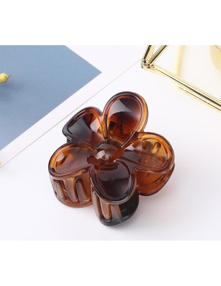 4 Clips de Pelo Flor Antideslizantes Morhom - Tortuga y Negro