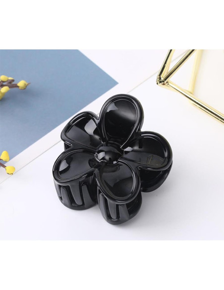 4 Clips de Pelo Flor Antideslizantes Morhom - Tortuga y Negro