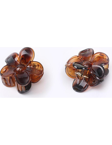 4 Clips de Pelo Flor Antideslizantes Morhom - Tortuga y Negro