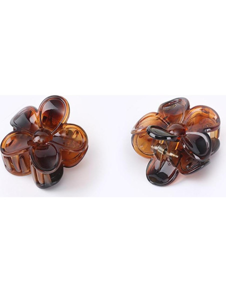 4 Clips de Pelo Flor Antideslizantes Morhom - Tortuga y Negro