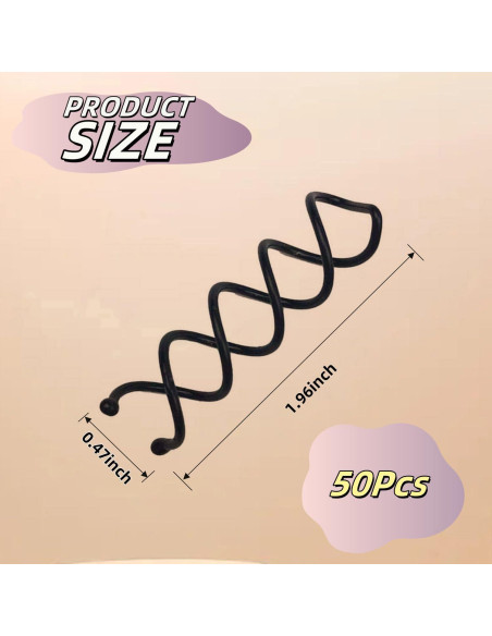 50 Horquillas Espirales de Metal Hyamass para Cabello Negro