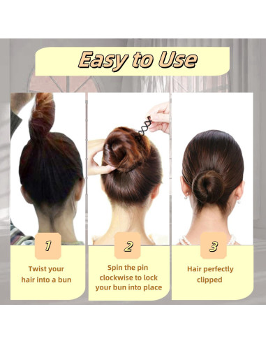 50 Horquillas Espirales de Metal Hyamass para Cabello Negro