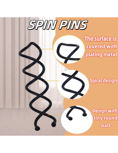 50 Horquillas Espirales de Metal Hyamass para Cabello Negro