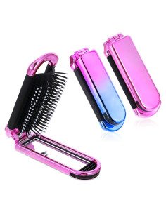Cepillo de Pelo Plegable con Espejo MOZEAT LENS - 2 Piezas Rosa