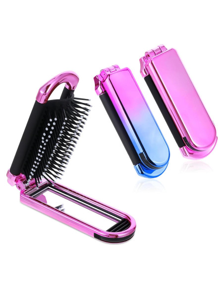 Cepillo de Pelo Plegable con Espejo MOZEAT LENS - 2 Piezas Rosa