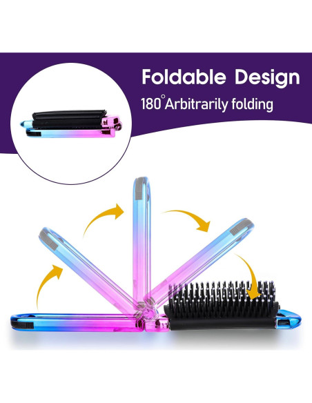 Cepillo de Pelo Plegable con Espejo MOZEAT LENS - 2 Piezas Rosa