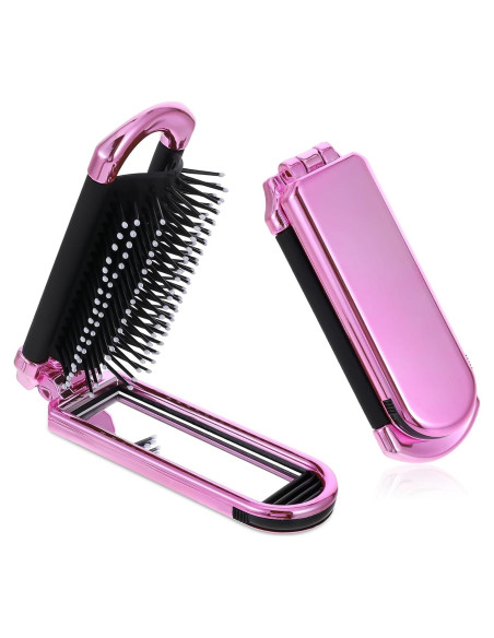 Cepillo de Pelo Plegable con Espejo Rosa MOZEAT LENS
