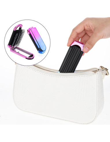 Cepillo de Pelo Plegable con Espejo MOZEAT LENS - 2 Piezas Rosa