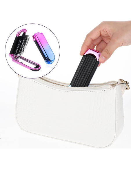 Cepillo de Pelo Plegable con Espejo MOZEAT LENS - 2 Piezas Rosa