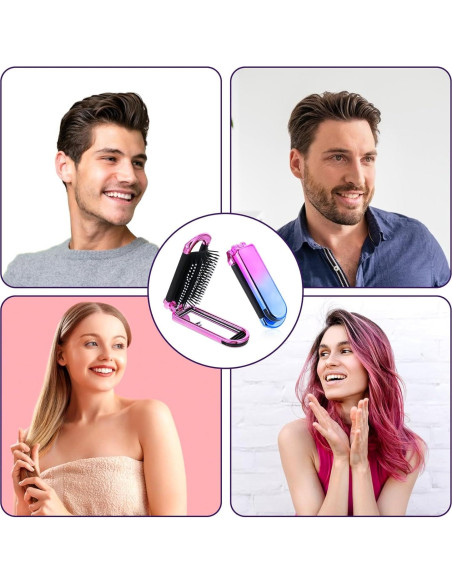 Cepillo de Pelo Plegable con Espejo MOZEAT LENS - 2 Piezas Rosa