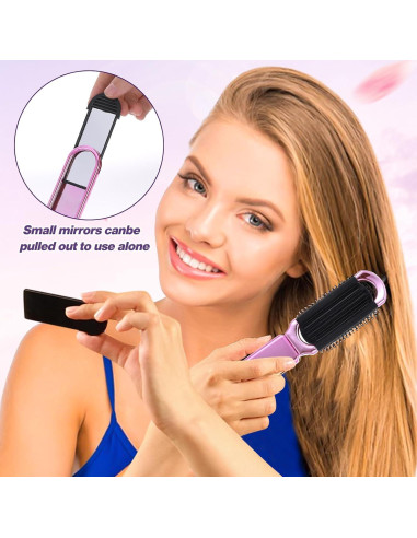 Cepillo de Pelo Plegable con Espejo Rosa MOZEAT LENS