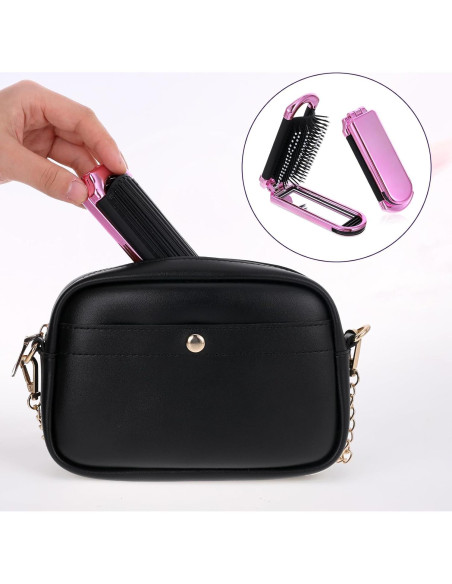 Cepillo de Pelo Plegable con Espejo Rosa MOZEAT LENS