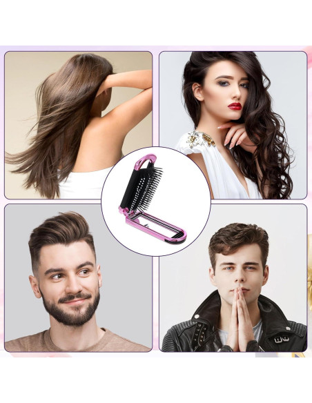 Cepillo de Pelo Plegable con Espejo Rosa MOZEAT LENS