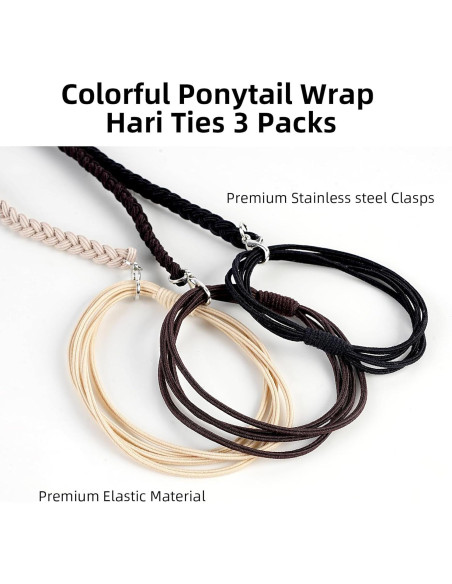 Paquete de 3 Lazos de Cabello Espirales ProChosen 63.5 cm