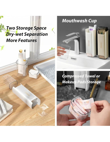 Estuche de Cepillo de Dientes de Viaje YKuzLx Blanco 2 Compartimentos