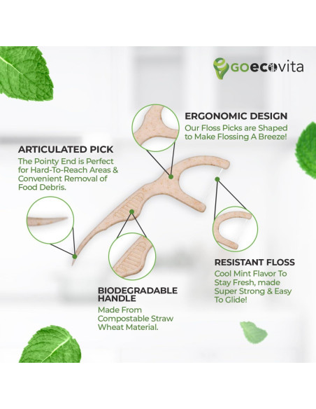 Palillos de Hilo Biodegradables GoEcoVita 100 Cuentas Menta
