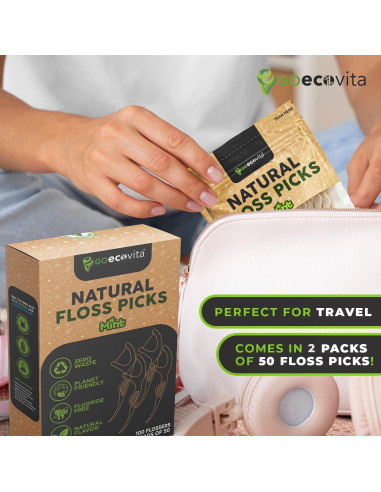 Palillos de Hilo Biodegradables GoEcoVita 100 Cuentas Menta