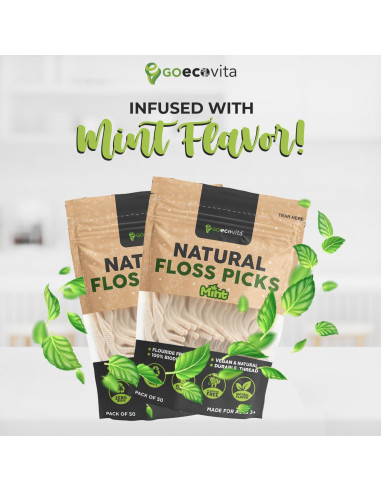 Palillos de Hilo Biodegradables GoEcoVita 100 Cuentas Menta