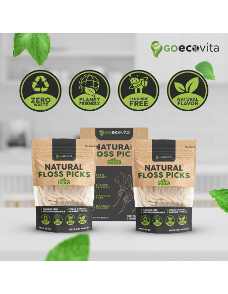 Palillos de Hilo Biodegradables GoEcoVita 100 Cuentas Menta