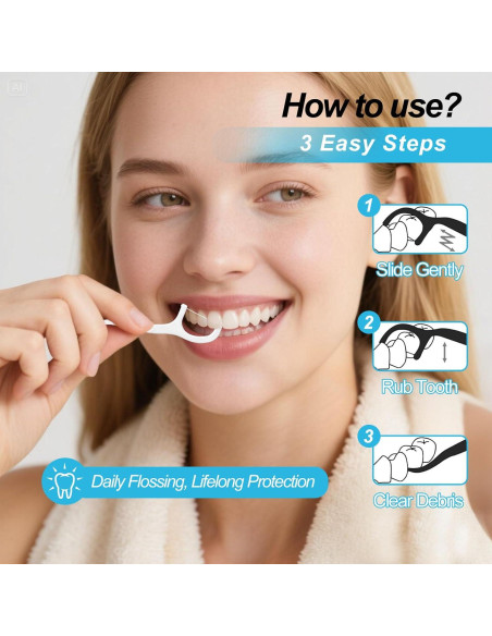 Palillos de Hilo Dental Envuelto Individualmente Meanhoo - 100 Unidades