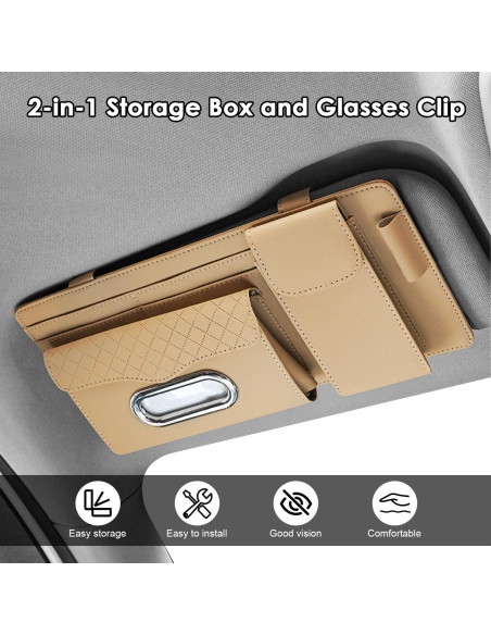 Organizador de Visera de Coche Rechale Beige 6 Bolsillos