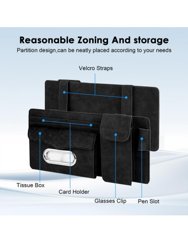 Organizador de Visera de Coche Rechale Beige 6 Bolsillos