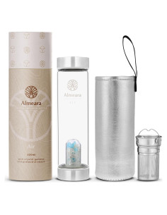 Botella de Agua de Cristal Almeara 480ml con Infusor y Cristales