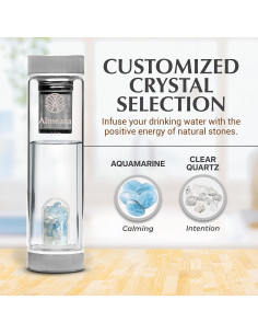 Botella de Agua de Cristal Almeara 480ml con Infusor y Cristales 2