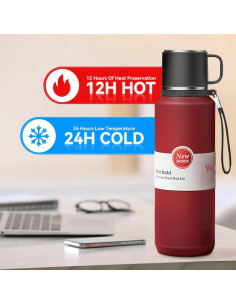 Botella Infusora de Té GENDLTHIJ Acero Inoxidable 1500ml Roja 2