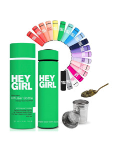 Botella Infusora de Té Hey Girl 450ml Acero Inoxidable Verde