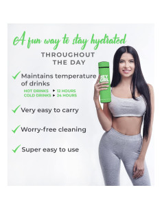 Botella Infusora de Té Hey Girl 450ml Acero Inoxidable Verde 2