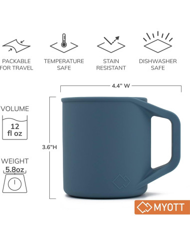 Taza de Silicona MYOTT 12 oz Plegable Aislante Azul Pizarra
